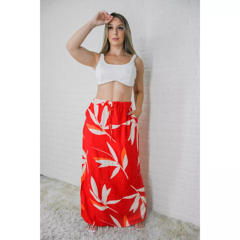 Saia Longa Fenda Lateral (c/ Bolso) - Feminina, Moda Evangélica, Verão
