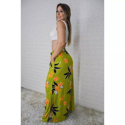Saia Longa Fenda Lateral (c/ Bolso) - Feminina, Moda Evangélica, Verão