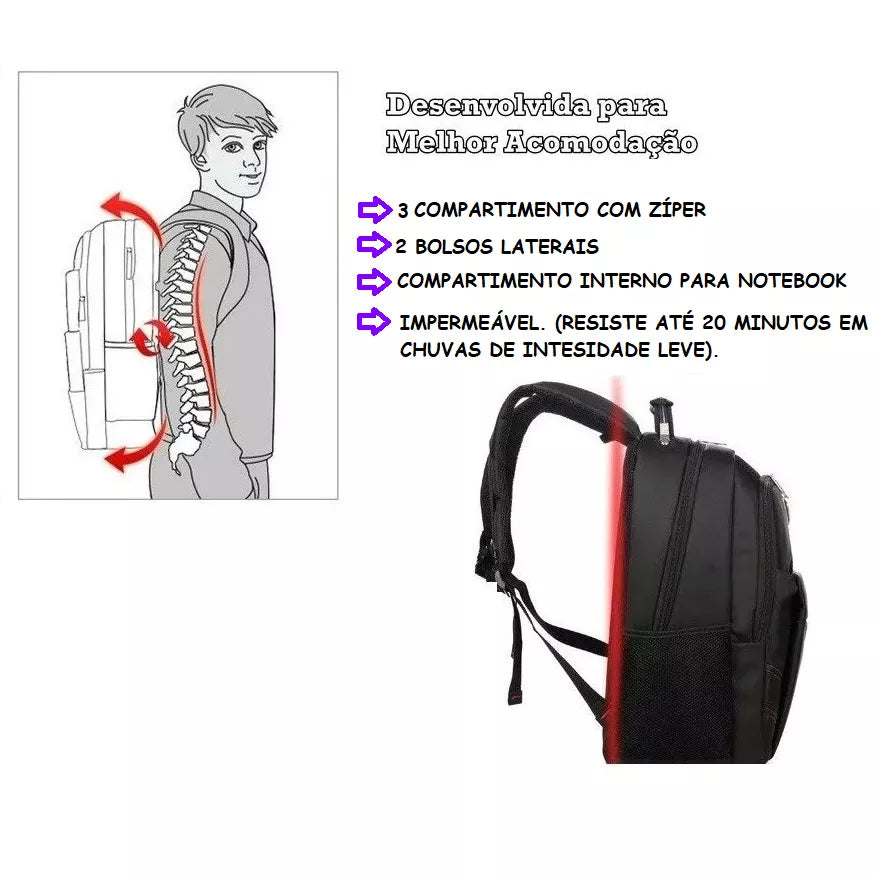 Mochila Masculina Feminina Escolar Bolsa Impermeável Oferta