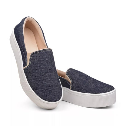 Tênis Feminino Onça Casual Calce Fácil Slip On Iate Plataforma
