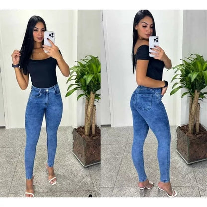 Calça Jeans Feminina Empina bumbum com Lycra elastano Cintura Alta
