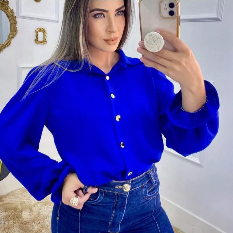 Camisa Feminina Social Botão Estico Blogueira Tendências Super Moda Envio ! !