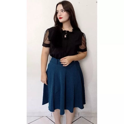 Saia Midi Godê Com Cinto
