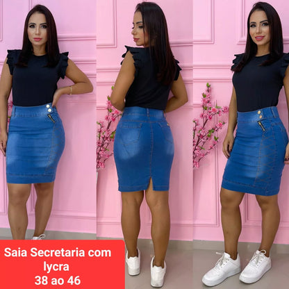 Saia Jeans Moda Evangélica Lindo Modelo Secretária
