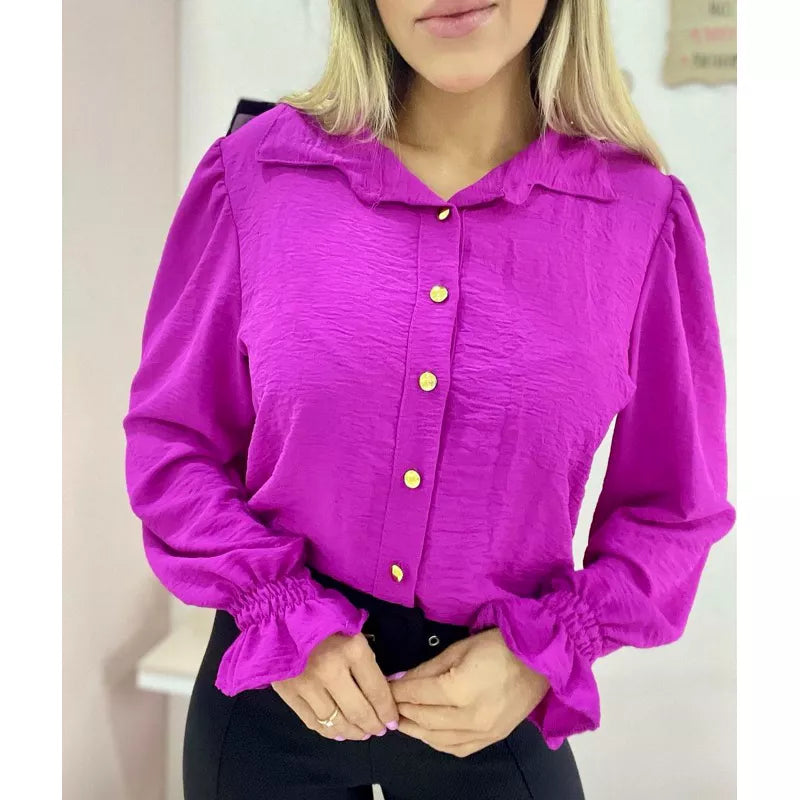 Camisa Feminina Social Botão Estico Blogueira Tendências Super Moda Envio ! !