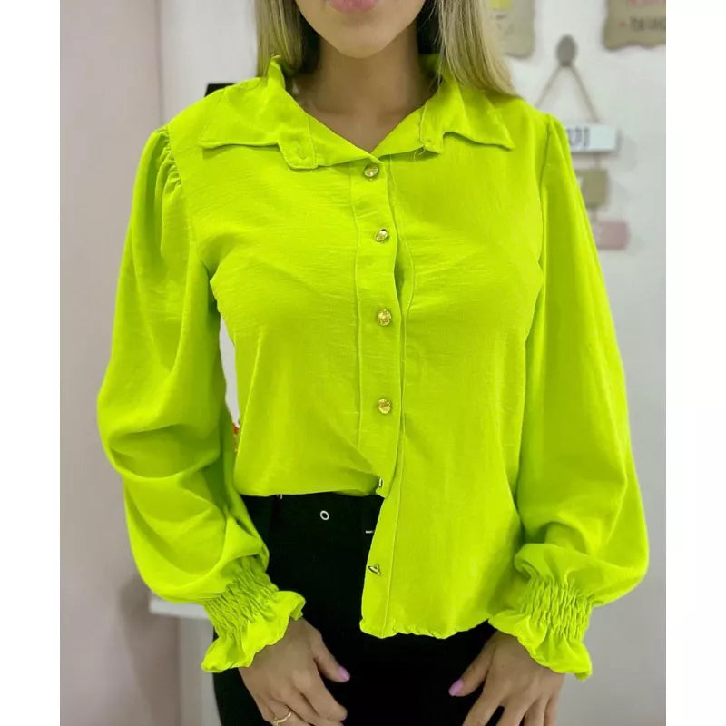 Camisa Feminina Social Botão Estico Blogueira Tendências Super Moda Envio ! !