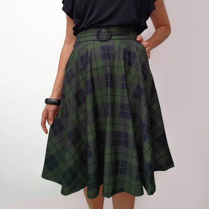 Saia Godê Midi Moda Evangélica Com Bolso e Fivela
