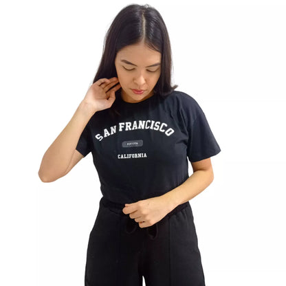 Camiseta T-shirt Cropped Oversized Estampado Moda Gringa Algodão