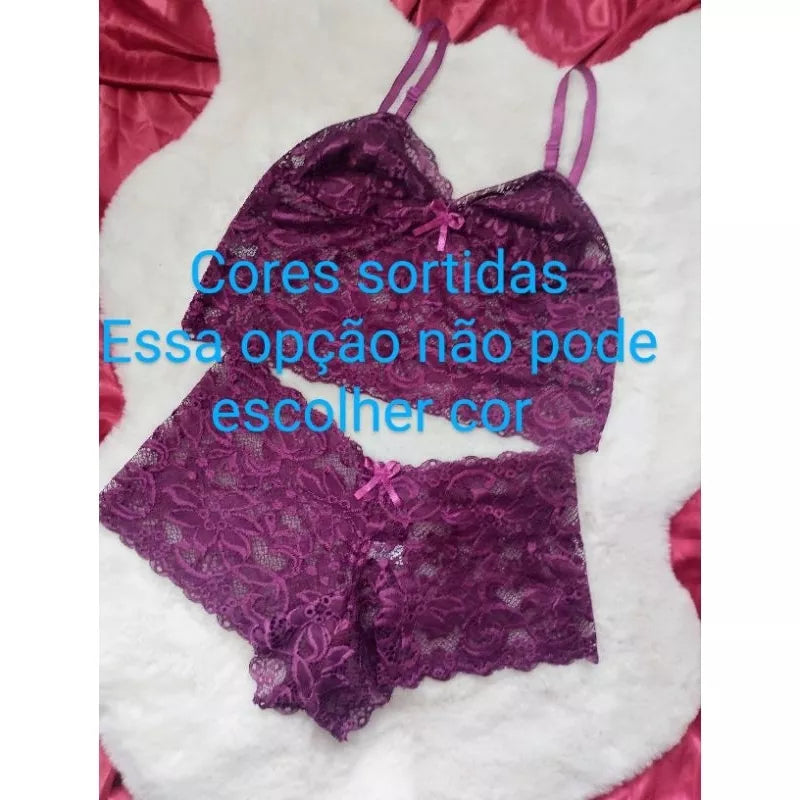 Conjunto espera marido com forro conjunto rendado Conjuntos cropt