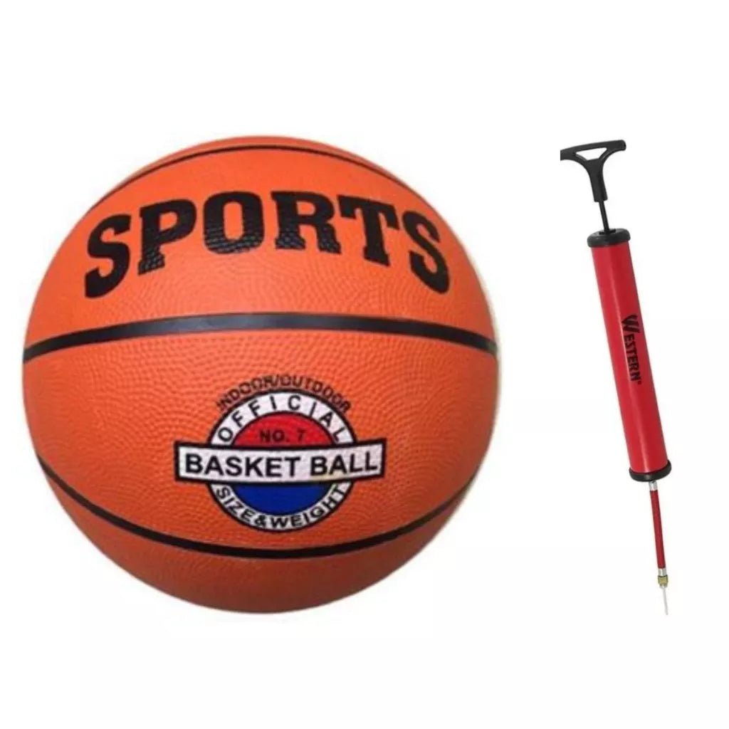Bola Basquete Tamanho Oficial Nº 7 + Bomba Inflar E Bico Ar BASQUETBALL