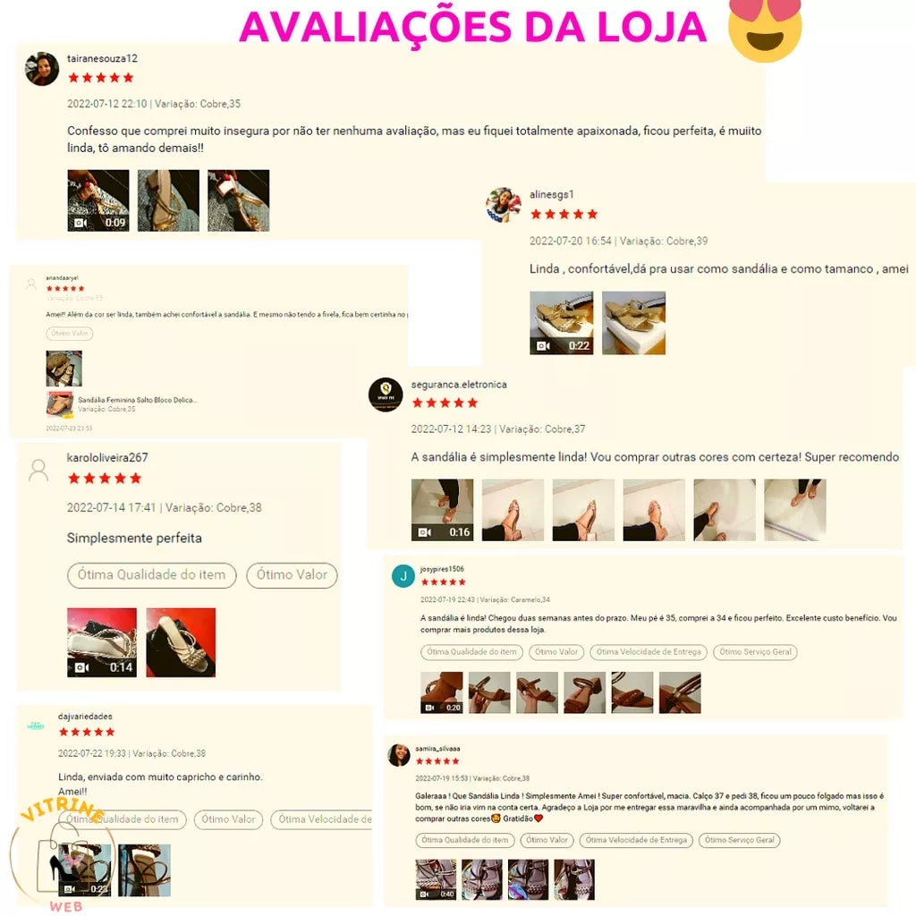Sandalia Feminina Bloco Baixo Tamanco Salto Saltinho Medio Confortavel