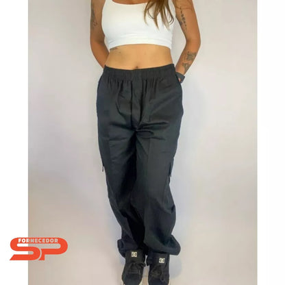 2 Calça Cargo Feminina Sarja Unissex Larga Promoção Moda Skate Inverno
