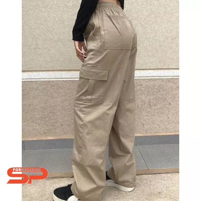 2 Calça Cargo Feminina Sarja Unissex Larga Promoção Moda Skate Inverno