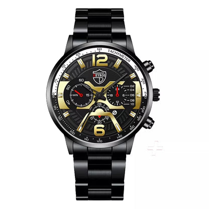Relógio De Luxo Ouro Masculino Original Cronógrafo De Quartzo De À Prova D'água Negócios Relogio Masculino Dourado Com Pulseira Kit