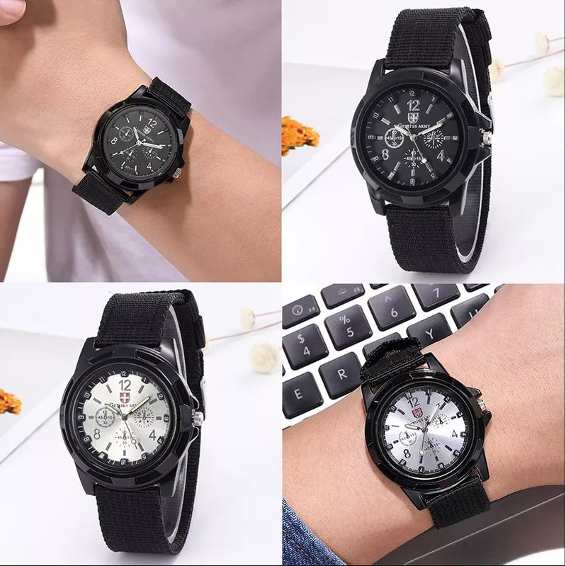 Relógio De Homens Do Exército De Nylon Tecido Canvas Strap Militar Relógios De Quartzo Masculinos Casual Fresco Esporte Round Dial Dos Wristw