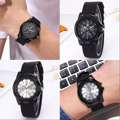 Relógio De Homens Do Exército De Nylon Tecido Canvas Strap Militar Relógios De Quartzo Masculinos Casual Fresco Esporte Round Dial Dos Wristw