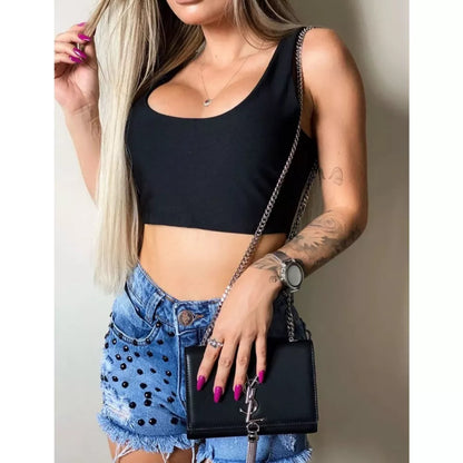 Cropped Feminino Blogueira Alça Larga Com Forro Duplo . Mega Lançamento Confira !!!