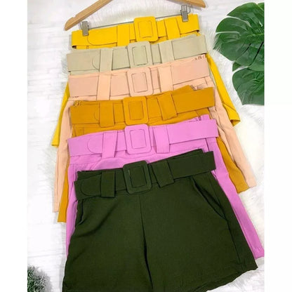 Shorts Feminino Crepe com Cinto e Fivela