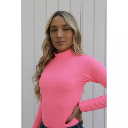 Blusa Body Bori Feminino Manga Longa Liso Gola Alta Moda Feminina Casual
