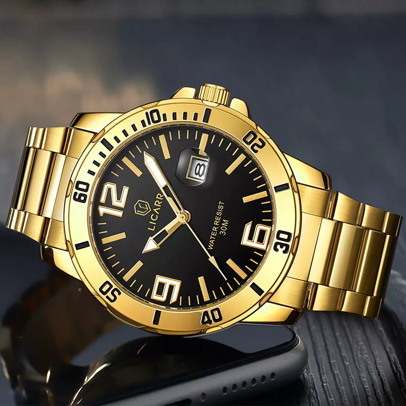 LICARR Relógios Masculinos Da Marca Relógio Casual De Quartzo À Prova D'água 9524