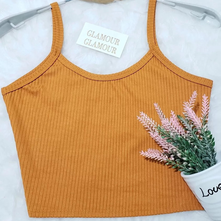 Cropped /TOP FEMININO De Alcinha  Canelado- Várias Cores