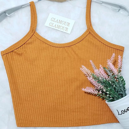 Cropped /TOP FEMININO De Alcinha  Canelado- Várias Cores