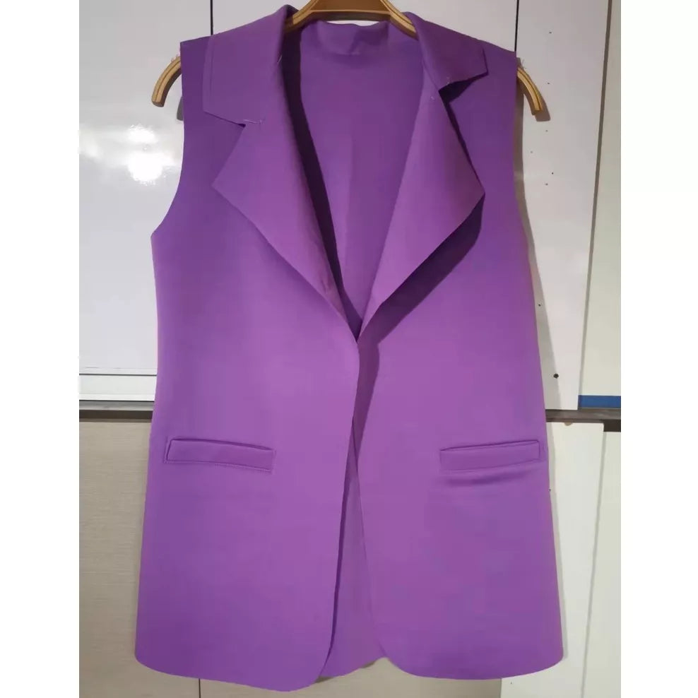 Max Colete Feminino Longo De Neoprene Moda Com Bolso Falso！
