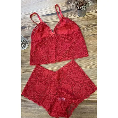 Espera Marido Conjunto Renda Vermelho Feminino Adulto Lingerie Forrado
