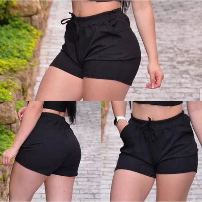 Short curto - Malha canelada  Verão 2023 Academia  Praia
