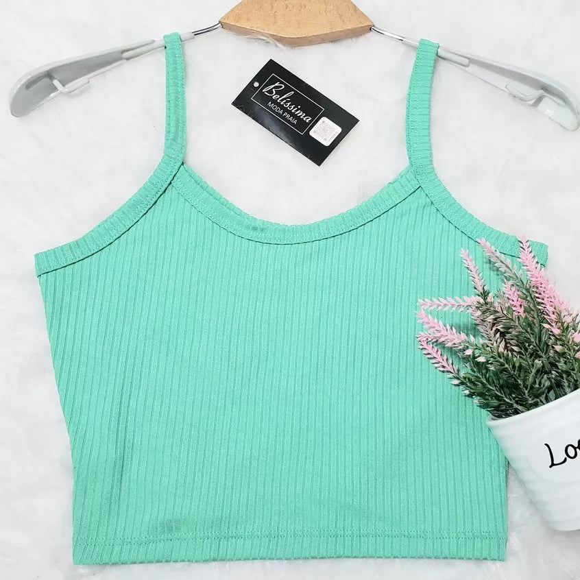 Cropped /TOP FEMININO De Alcinha  Canelado- Várias Cores