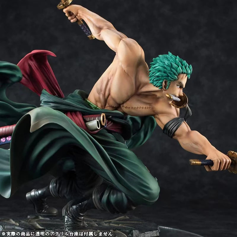 Boneco One Piece Action Figure Roronoa Zoro/Três Faca/Combate Anime Brinquedo