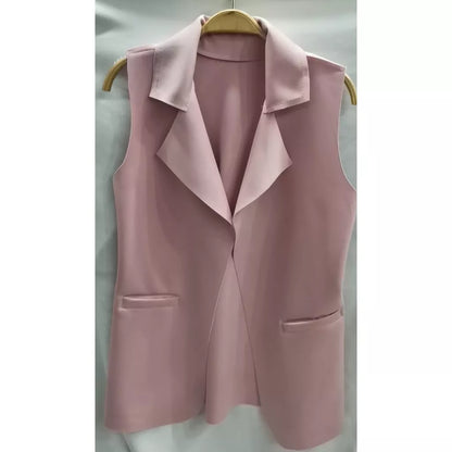Max Colete Feminino Longo De Neoprene Moda Com Bolso Falso！
