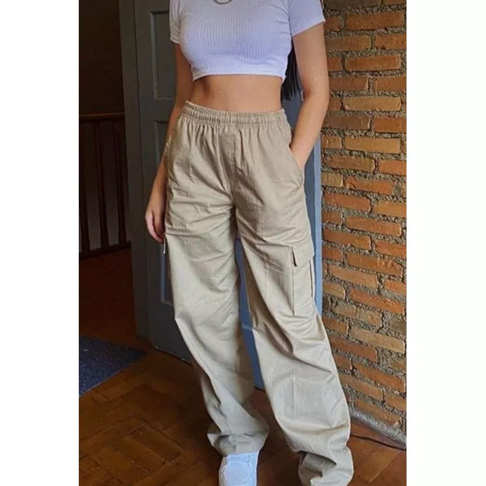 2 Calça Cargo Feminina Sarja Unissex Larga Promoção Moda Skate Inverno