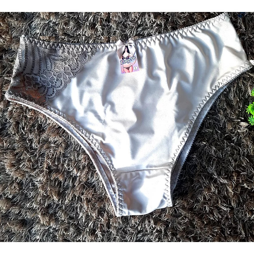 Kit 5 Calcinhas Plus Size, Calcinha Calçola Senhora Cintura Alta Com Renda Calcinha calsola lateral larga