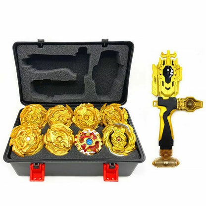 8pçs Beyblade Gyro Burst Dourado Com Lançador Portátil