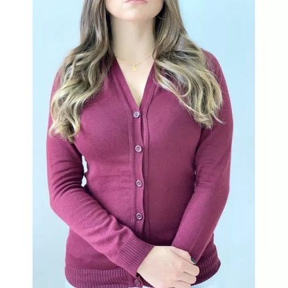 Casaco De Frio Cardigan Básico De Elastano Tricot Botões Casaquinho Inverno