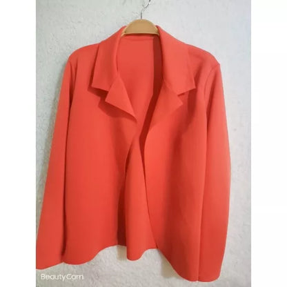 Blazer Feminino em Neoprene Casaco curto Varias Cores com babado Terninho Social aberto