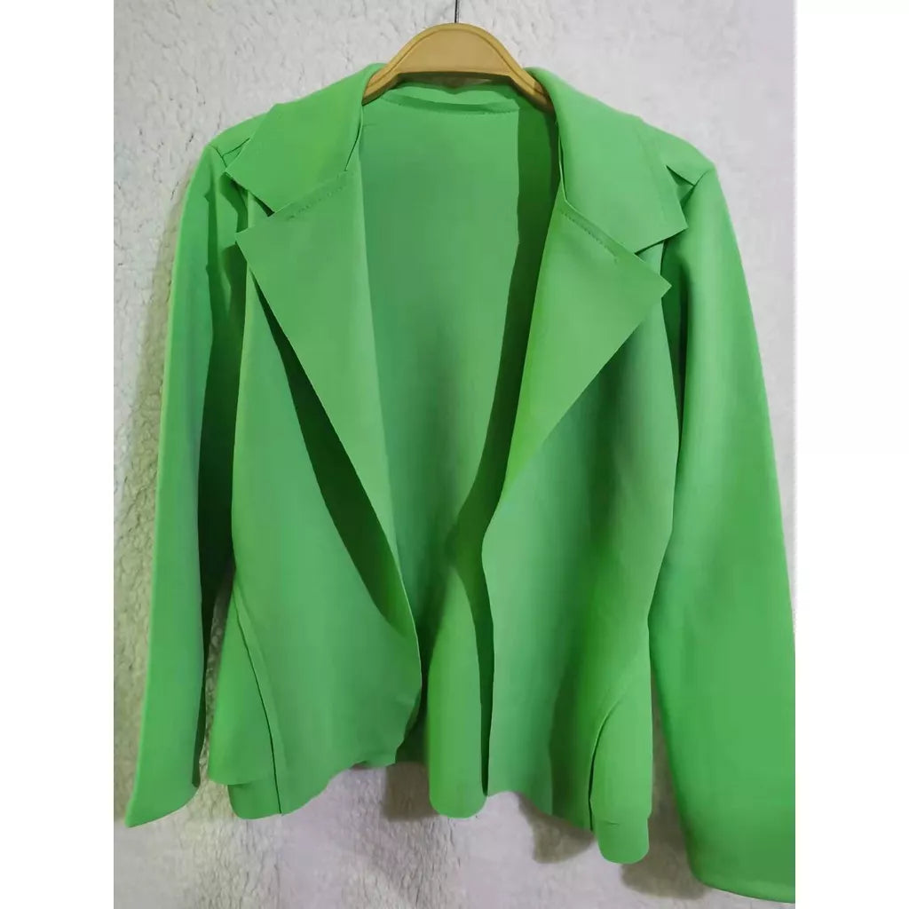Blazer Feminino em Neoprene Casaco curto Varias Cores com babado Terninho Social aberto