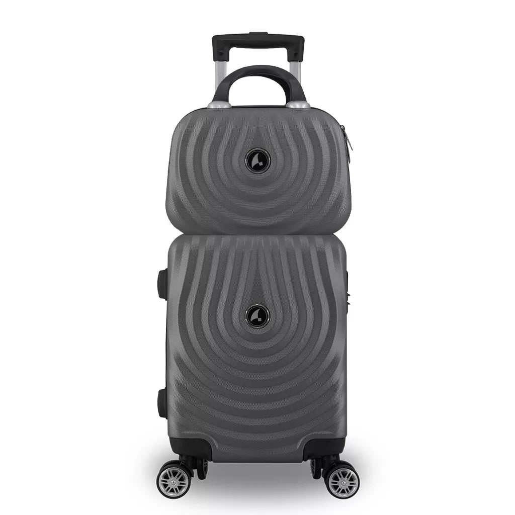 Kit Mala Bordo Viagem Frasqueira ANAC ABS Rígido Avião 45x30x20