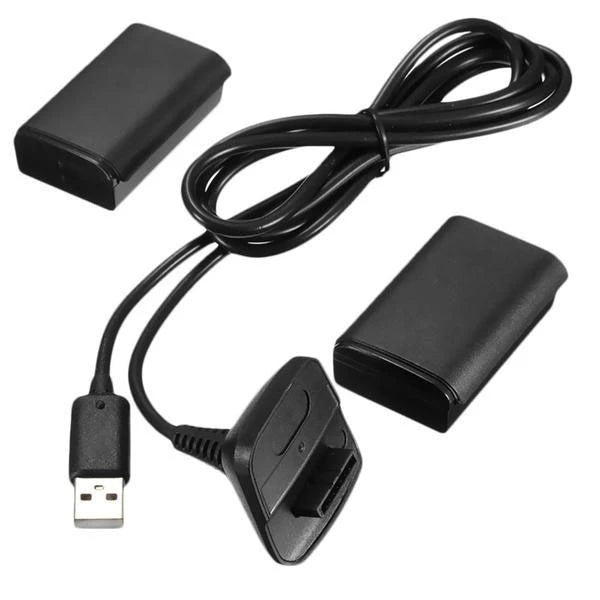 Kit 2 Cabo + Bateria Xbox 360 Controle Slim 6400mAh Promoção