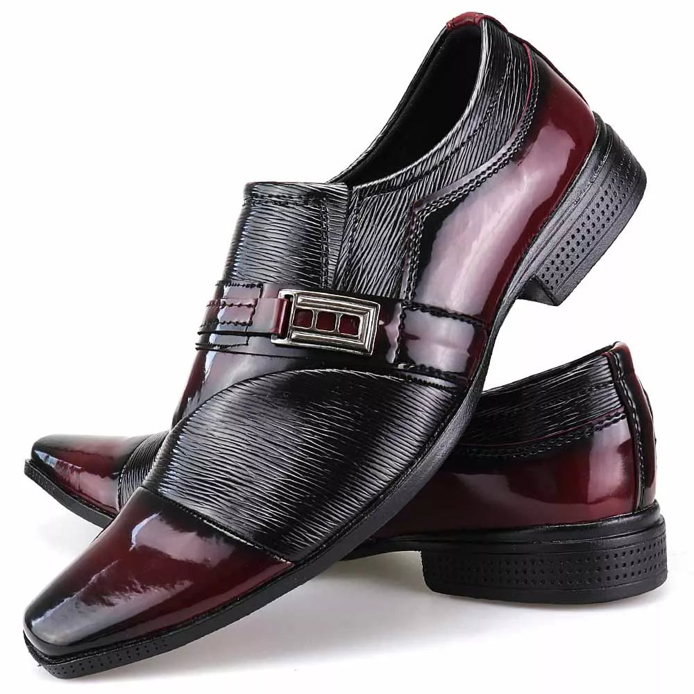 Sapato Masculino Social Touroboots Conforto Estampado Envernizado Calce Fácil