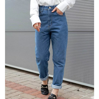 Calça mom jeans estilosa 100% algodão