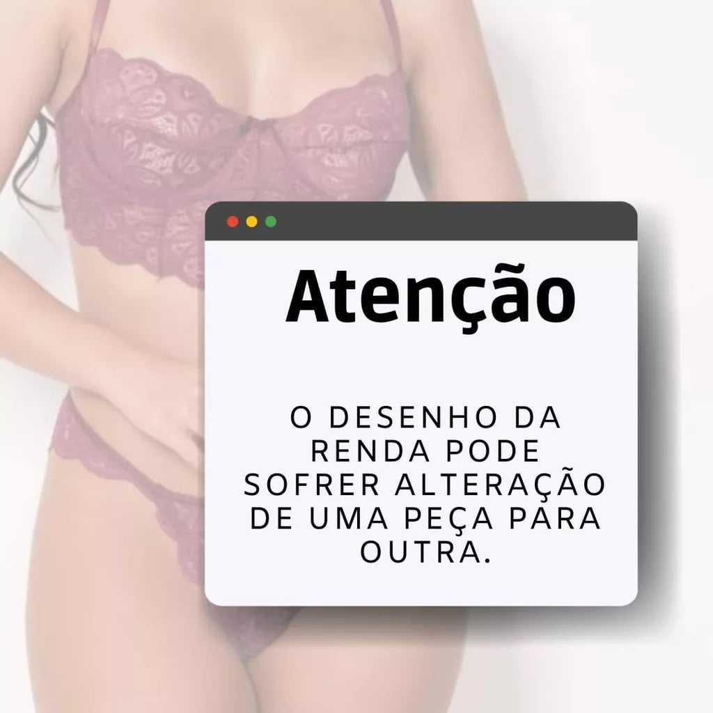 Conjunto Lingerie Rendado Bicolor Com Calcinha Fio - Moda Íntima
