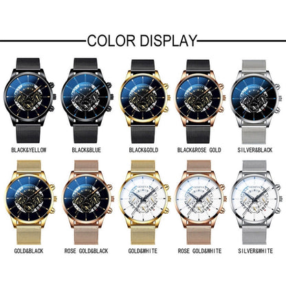Relógio De Quartzo De Genebra Moda Masculina De Aço Inoxidável & Couro Banda De Nylon Watches 【 Without Box 】