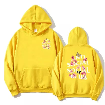 Blusa Moletom Canguru Algodão Unissex Kpop Anti Social Club Flores Tumblr