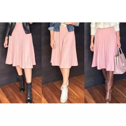 Saia midi Plissada Midi Moda Evangelica Casual Elegante para igreja