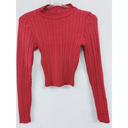 Blusa de frio tricô cropped feminina manga longa