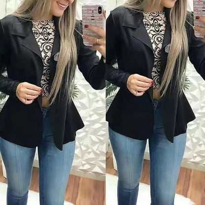 Blazer Feminino em Neoprene Casaco curto Varias Cores com babado Terninho Social aberto