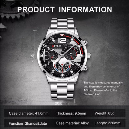 DEYROS 1531 Relógio Masculino Quartz À Prova D 'Água