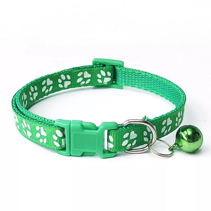 Pet Coleira De Cachorro E Gato Ajustável Coleira Ajustável Com Estampa De Pegadas Com Sino Para Gatos E Cães